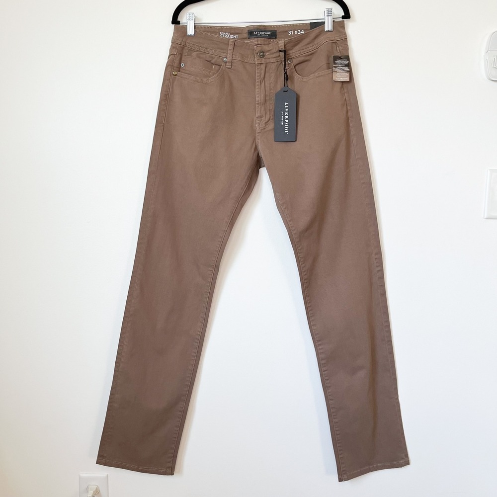 NEW Liverpool Regent Relaxed Straight Jean Mens 31x34 Cub Brown